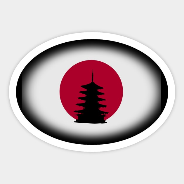 Mystic Fortress: Japanese Castle Sticker by Pieartscreation